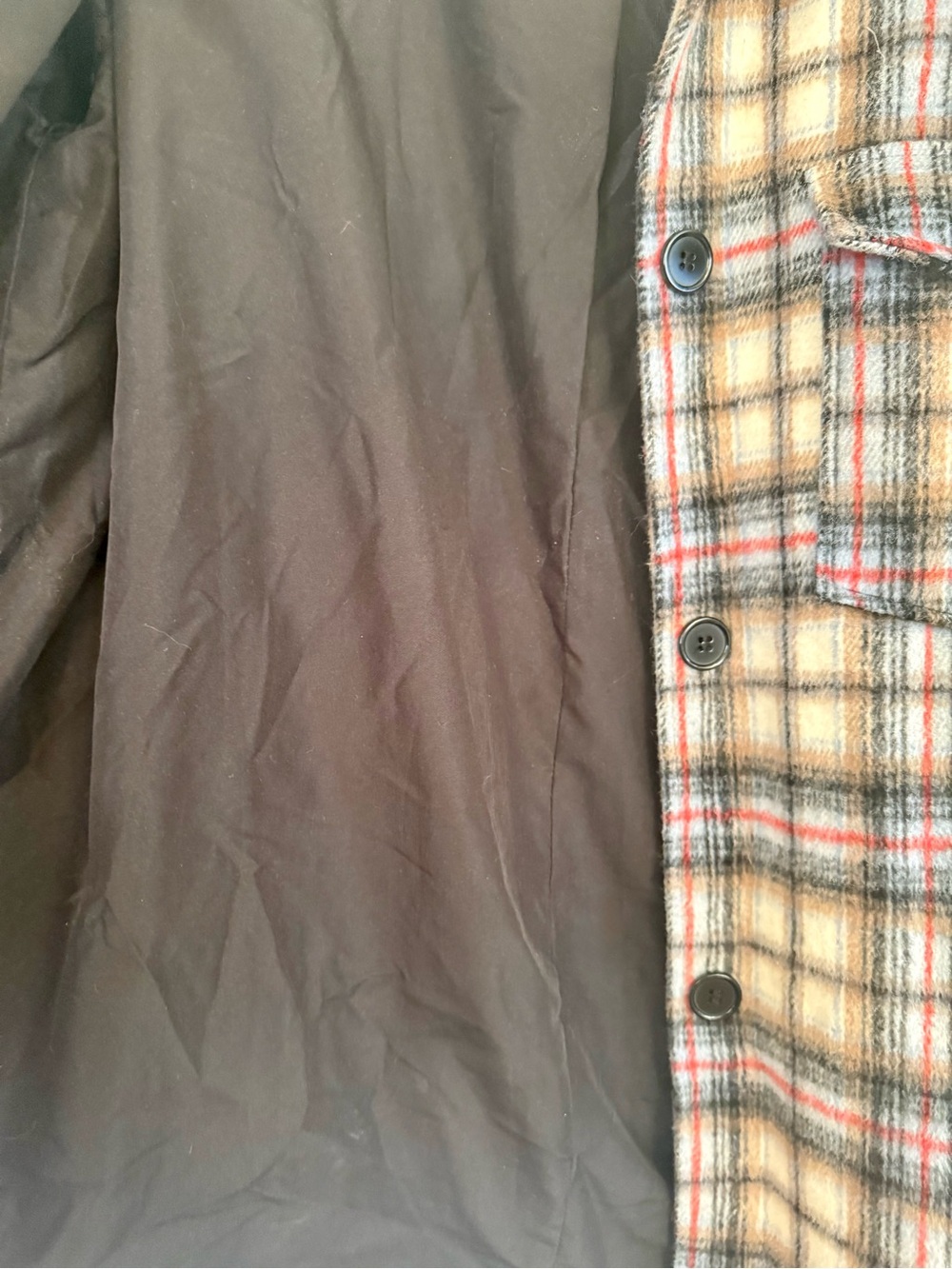 Forever 21 Plaid Wool Blend Button Down Shacket Jacket Cream Black Red Small S - Picture 7 of 9